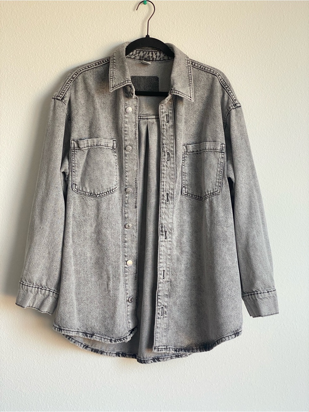 H&M Washed Gray Denim Shacket - Light Gray